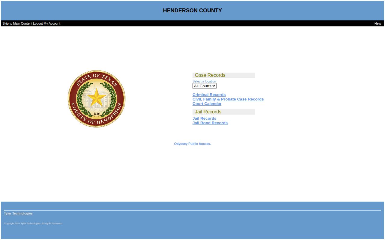 Henderson County Judicial Record Search landing page