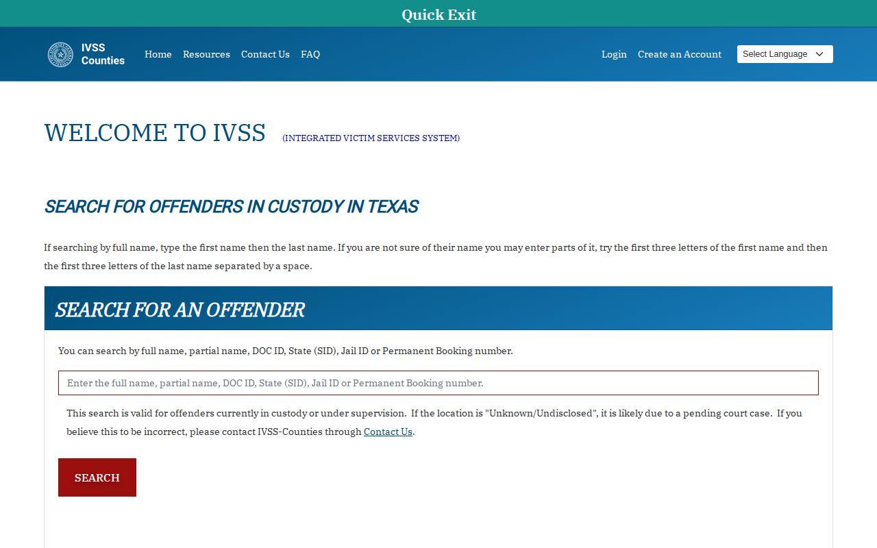 Current Texas IVSS Counties search for Henderson County release status